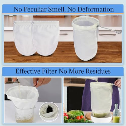 Fine Mesh Strainer, 3Pcs Cloth Strainer Bags with Steel Handle - color: White-3pcs