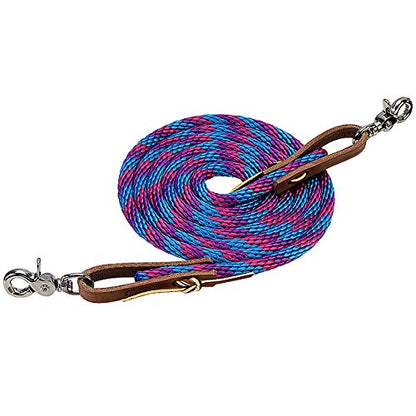 Weaver Leather Poly Roper Rein, Hurricane Blue/Pink Fusion/Purple Jazz, 3/8" x 8'
