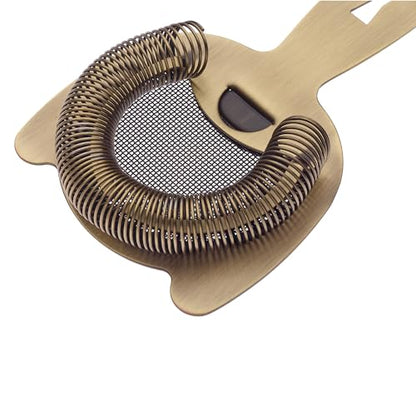 Barfly Fine Mesh Spring Strainer, Antique Gold - color: Antique Gold