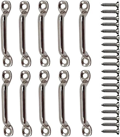 Kayak Pad Eye 316 Stainless Steel Bimini Boat Top PAD Eye Eye Straps, Tie Down, Kayak Deck Loops,5mm Pad Eye Bimini 75mm/3" Length 10Pcs