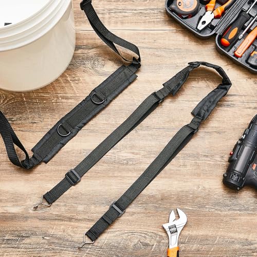 2 Pcs 5 Gallon Bucket Shoulder Carrying Straps, Adjustable Sling Bucket Holders, Multifunctional 5 Gallon Pail Accessories, Length Extension Replacement for Wire Handle
