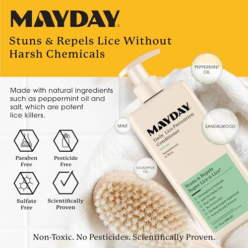 MAYDAY Daily Lice Prevention Conditioner, Non-Toxic, Sandalwood & Mint 12oz - style: Daily Lice - Conditioner