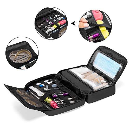 Trunab First Aid Trauma Bag with 2 Inner Flaps, Medical Supplies Pouch - color: Black