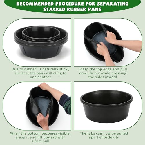 4 Pack Rubber Feed Pan, Rubber Water Trough, 2 and 1 Gallon Bowl - color: Black-4Quart+8Quart, size: 4PCS