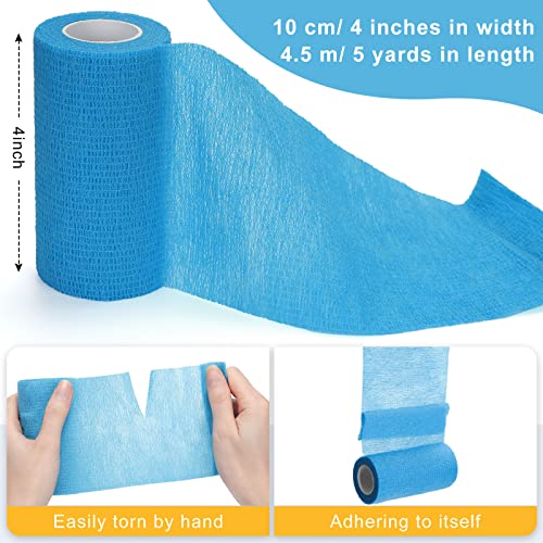 18 Pack Vet Wrap Self Adhesive Bandage Breathable Cohesive Bandage Wrap Rolls Waterproof Elastic Self Adherent Tape for Horses Athletic Wrist, 4 Inches by 5 Yards