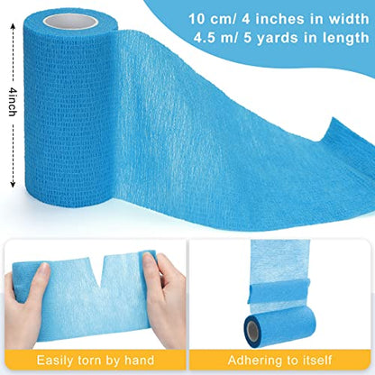18 Pack Vet Wrap Self Adhesive Bandage Breathable Cohesive Bandage Wrap Rolls Waterproof Elastic Self Adherent Tape for Horses Athletic Wrist, 4 Inches by 5 Yards