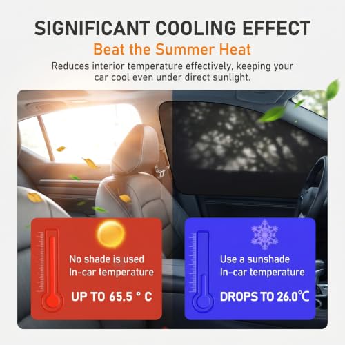 4 PCS Side Window Sun Shades, 100% Block Light Privacy Car Window Covers, Front/Rear Window Sun Protection for Heat Insulation, Fit for Breastfeeding, Taking a Nap, Changing Clothes (Black)
