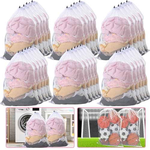 Berlune 30 Pack Large Mesh Laundry Bags - color: White