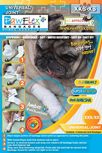 Pawflex Bandages Universal Joint Bandages for Pets (Pack of 4) 2XSmall-XSmall - size: 2XSmall-XSmall