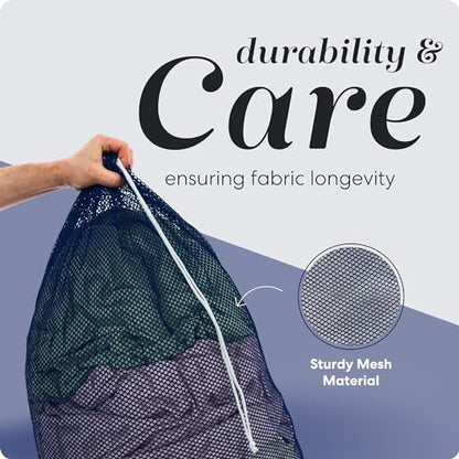 Handy Laundry Mesh XL Laundry Bag 24"x36", Heavy Duty Drawstring, Navy Blue - color: Navy