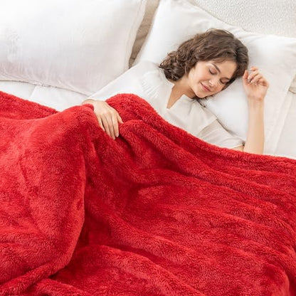 Berkshire Blanket Classic Extra-Fluffy™ Plush Blanket King Size, Soft Fuzzy Fluffy Long Hair Blanket for Couch Sofa Bed, Chili, 90x108 Inches - color: Chili, size: King/Cal King