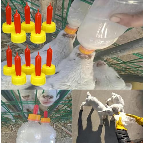 10 Pieces Lamb Feeding Nipple, Goat Nursing Pacifiers Milk Drink Bottle Nipples for Farm Feeding Sheep Horse Lamb Puppy and Other Livestock - color: 10 PCS Nipples