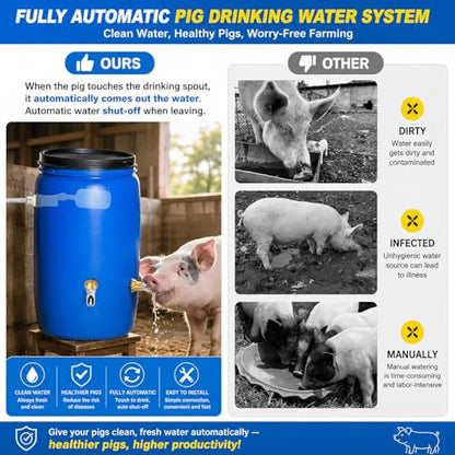 Pig Nipple Waterer, 4-Port Pig Waterer Kit with Float Valve