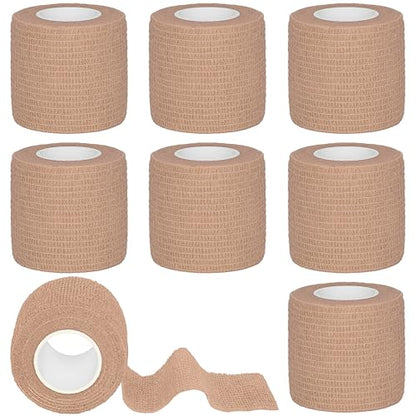 Tindobewan Self Adhesive Bandage Wrap, 2 Inches 8 Rolls Light Brown - color: Light Brown, size: 2 Inch