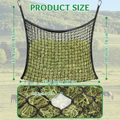 YedsIntu 3 Pcs Hay Bags for Horses, Slow Feed Hay Nets for Horses Goat Sheep, Large Capacity Hay Feeder for Stall, Trailer, Pasture (Black) - size: 3PCS-Black