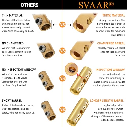 2 Gauge Wire Butt Connectors 6 PCS Brass Mechanical Butt Splice Connectors Kit 2 AWG Mechanical Repair Splice Kit Splice Screw Sleeves 6 PCS Mechanical Splices & 3:1 Heat Shrink Tubes - size: 2 Gauge, style: Mechanical Splice - Bare Pure Brass