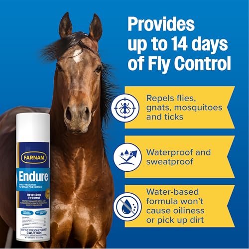 Farnam Endure Fly Spray for Horses, Long-Lasting Fly Repellent, 15 oz Spray