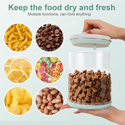 Dog-Cat Food Storage Container, 2 L Airtight Glass Treat Jar | 2 L/2.2 qt borosilicate glass jar with one-push airtight lid; BPA-free, removable lid for cleaning; for kibble and treats. - size: 2.2 Qt