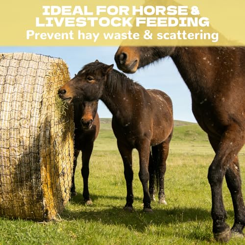 5x5 FT Heavy Duty Slow Feed Hay Net, 1.57-Inch Knotless Weatherproof Nylon Hay Net for Horses, Cattle, Goats, Sheep & Livestock, Outdoor Round Bale Feeder to Reduce Waste