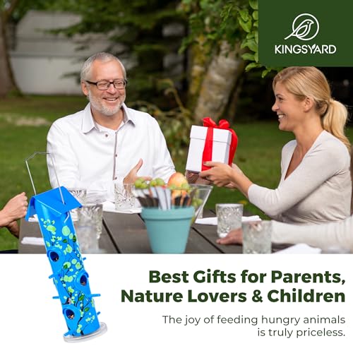 Kingsyard Metal Bird Feeders for Outdoors Hanging, Tube Bird Feeder - color: Blue