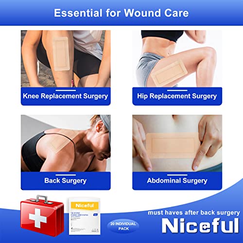 Silicone Foam Dressing 4"x8"(10 Count) | Large Bandages for Wound Care/Bed Sores/Post-Surgery - size: 4"x8" (10PCS)