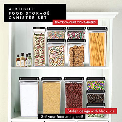 DWËLLZA KITCHEN Large Airtight Food Storage Containers - Clear Plastic Bulk Food Pantry & Kitchen Storage Containers for Flour, Sugar and Baking Supplies 4 Pcs. BPA-Free, Keeps Fresh & Dry (Black) - color: 07 - 3.8 liters & 0.77 liter (Set of 4)