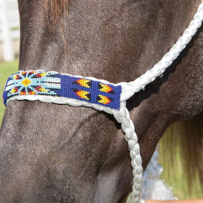 Professional's Choice Cowboy Braided Horse Halter - color: White/Royal, style: Beads