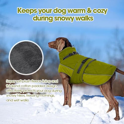 QBLEEV Warm Dog Jacket, Waterproof Dog Winter Coat with Harness - color: Autumn-Fragrance, size: Large