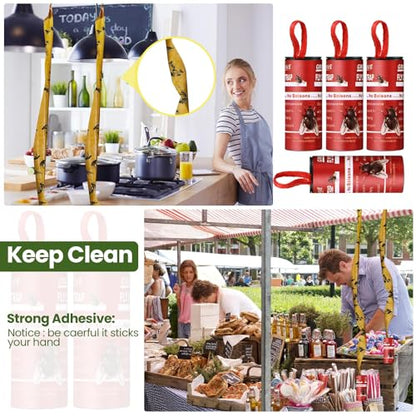 Qualirey 80 Pack Fly Strips Sticky Fly Trap Indoor Outdoor Hanging Ribbon Tape Paper Flying Insect Trap Gnat Killer Traps Catcher for Fruit Flies, Bug, Insect, Pest (Red) - color: Red