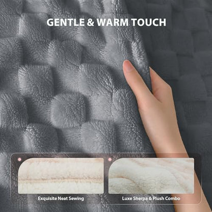 Templewet Heated Blanket Throw 50" x 60",Soft Electric Blanket,Gray | Timer Settings,Auto Off,Sherpa Heated Throw Blanket,Machine Washable,Fast Heating for Sofa Bed Office Use,Gifts for Women - color: Fog Gray