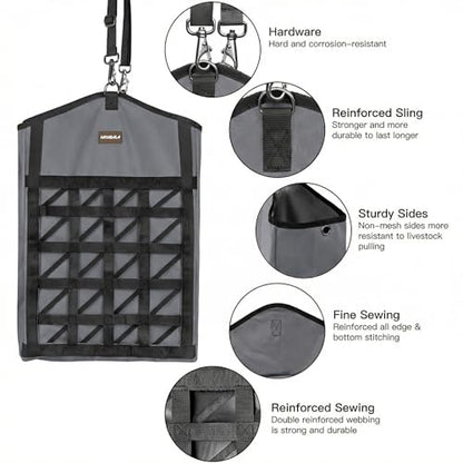 3Pack Ultra Slow Feed Horse Hay Bag Net Front,(1 Black+2 Grey) - color: 1 Black+2 Grey