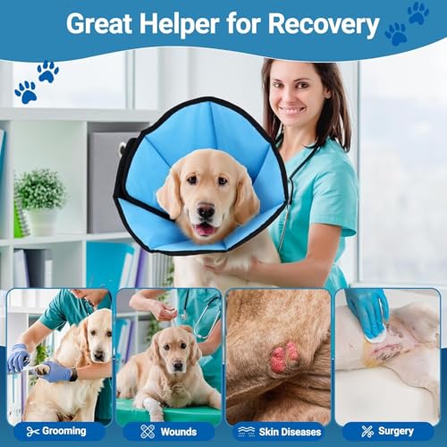 Soft Dog Cone Collar for Large Dogs After Surgery Adjustable - color: Blue, size: M (Neck Girth: 9.5-12.7in)