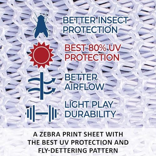 Schneiders Soft Interlock Mesh II Zebra Horse Fly Sheets | Striking Zebra Pattern for Fly Deterrence & Superior UV Protection - size: Horse Size 76, style: Attached Neck Euro Bellyband