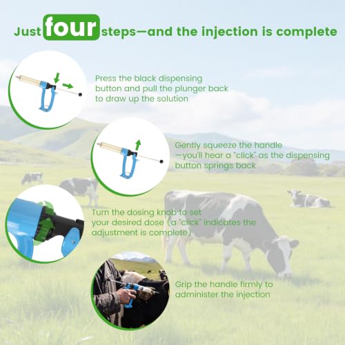 2 Pack 50ML Semi-Automatic Livestock Syringe, Continuous-Injection Syringe