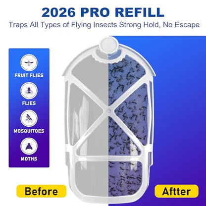 4 Pack Refill Cartridges, 2026 Upgraded Flying Insect Trap Refills Compatible with Flying Insect Trap Indoor Light M364 M364A Fully Compatible Size,Fly Catcher Trap (4 Refill Cartridges)