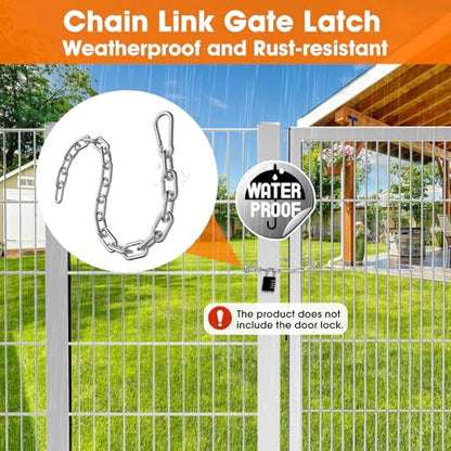 Gate Chain Lock, 23.6 Inch Chain Fence Gate Latch, Silver Dia 4mm-2Pcs - color: Silver Dia 4mm-2Pcs