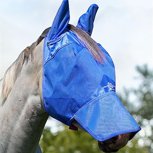 Harrison Howard Horse Fly Mask Long Nose with Ears Signature Blue Arabian Medium - color: Signature Blue, size: Medium (Arabian)