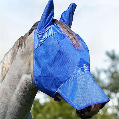 Harrison Howard Horse Fly Mask Long Nose with Ears Signature Blue Arabian Medium - color: Signature Blue, size: Medium (Arabian)