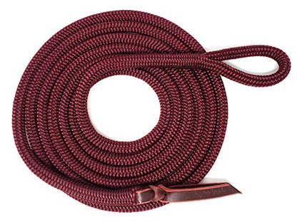 Double Braid Lead Rope with Eye Splice Loop, 12-14FT Lengths (Burgundy, 14 ft.) - color: Burgundy, size: 14 ft.