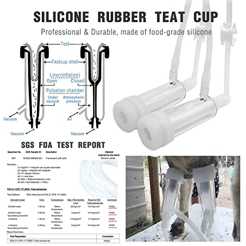 Milking Machine Accessory Goat Teat Cup, 6 Milk Hose and Bucket Lid Replacement Set