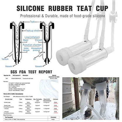 Milking Machine Accessory Goat Teat Cup, 6 Milk Hose and Bucket Lid Replacement Set