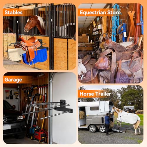 2 Pack Saddle Rack with Double Pad Bar, Wall Mounted Saddle Stand