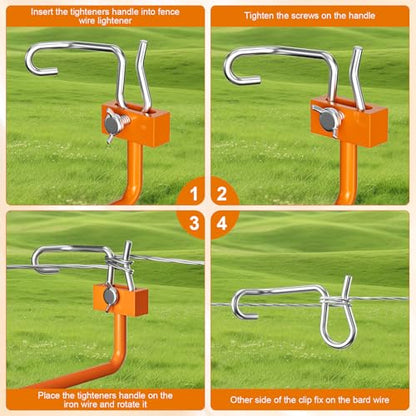 Fence Wire Tightener, 20PCS 6mm Barb Wire Fencing with Tighteners Handle, 1/4" Fence Wire Tensioning Tool for Fast Tightening Wire Fence - color: 20PCS 6mm