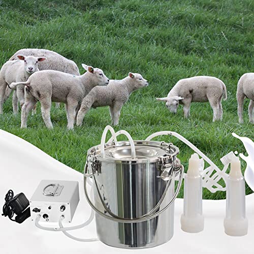 3L Goat Rechargeable Battery Milking Machine with 2 Teat Cups,Steel Buckets for Goats - size: 3L