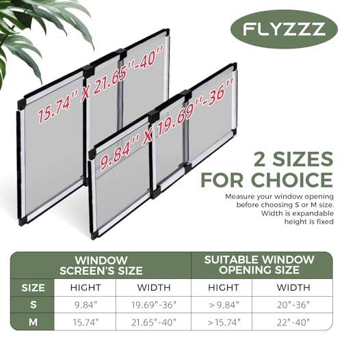 FLYZZZ Adjustable Window Screen (10" H x 19" - 36" W)) 2-Pack Small White Adjustable Screens for Windows with Sturdy Aluminum Mesh– Horizontal Use Only - size: 10" H x 19" - 36" W-2Packs