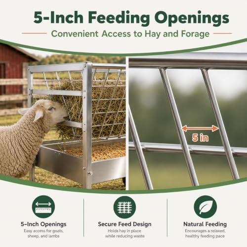 Hay and Grain Feeder Portable Sheep Feeder for 6-8 Goats Lambs