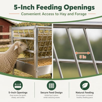 Hay and Grain Feeder Portable Sheep Feeder for 6-8 Goats Lambs