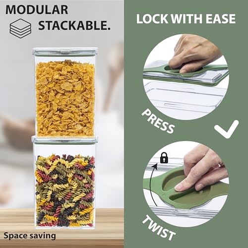 4-Pack Airtight Pantry Containers, 1.9 QT / 1.8 L Clear Food Storage Jars with Leakproof Twist-Lock Lids, Detachable Lid for Easy Cleaning, Cereal, Pasta, Rice, Oats, Snack Storage Sand - color: Sand