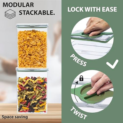 4-Pack Airtight Pantry Containers, 1.9 QT / 1.8 L Clear Food Storage Jars with Leakproof Twist-Lock Lids, Detachable Lid for Easy Cleaning, Cereal, Pasta, Rice, Oats, Snack Storage Sand - color: Sand