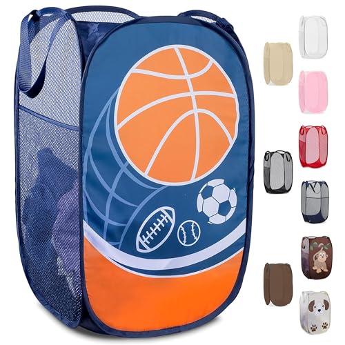 Handy Laundry Collapsible Mesh Pop Up Laundry Hamper 24 Inch - color: Sports, 1-PACK